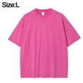 thumbnail image 2 of Hombres Mujeres Algodón Retro Cuello Redondo Camiseta Verano Manga Corta Hombro Caído Suelto Casual Tops Camisetas, 2 of 5