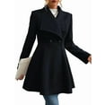 thumbnail image 3 of Women'S Classic Coat Lapel Collar Open Front Long Jacket Pea Coat Black XL, 3 of 9