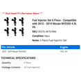 thumbnail image 2 of Fuel Injector Set 6 Piece - Compatible with 2012 - 2019 Nissan NV2500 4.0L V6 2013 2014 2015 2016 2017 2018, 2 of 2