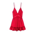 thumbnail image 6 of YueHuiYing Women's Summer V-Neck Strapless Ruffled A-Line Dress - Available in Multiple Colors Casual Beach Style, 6 of 6
