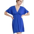 thumbnail image 2 of Made by Johnny Women's Airy Short Sleeve Kimono Style Deep V Neck Dress Top S-3XL Plus Size M ROYAL_BRITE, 2 of 6