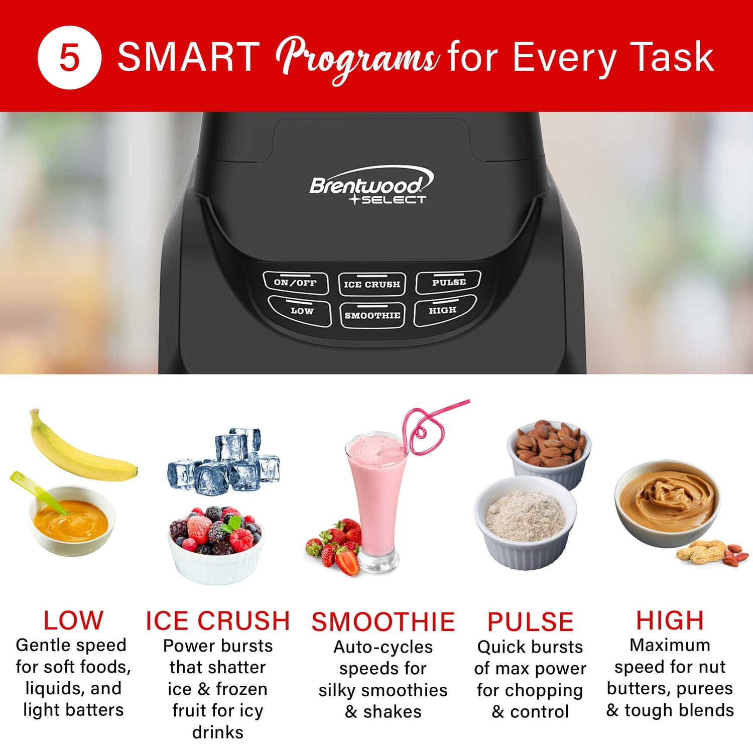 Brentwood Select 8.5-Cup 1,000-Watt Professional Smart Blender, Black, JBS-1000BK