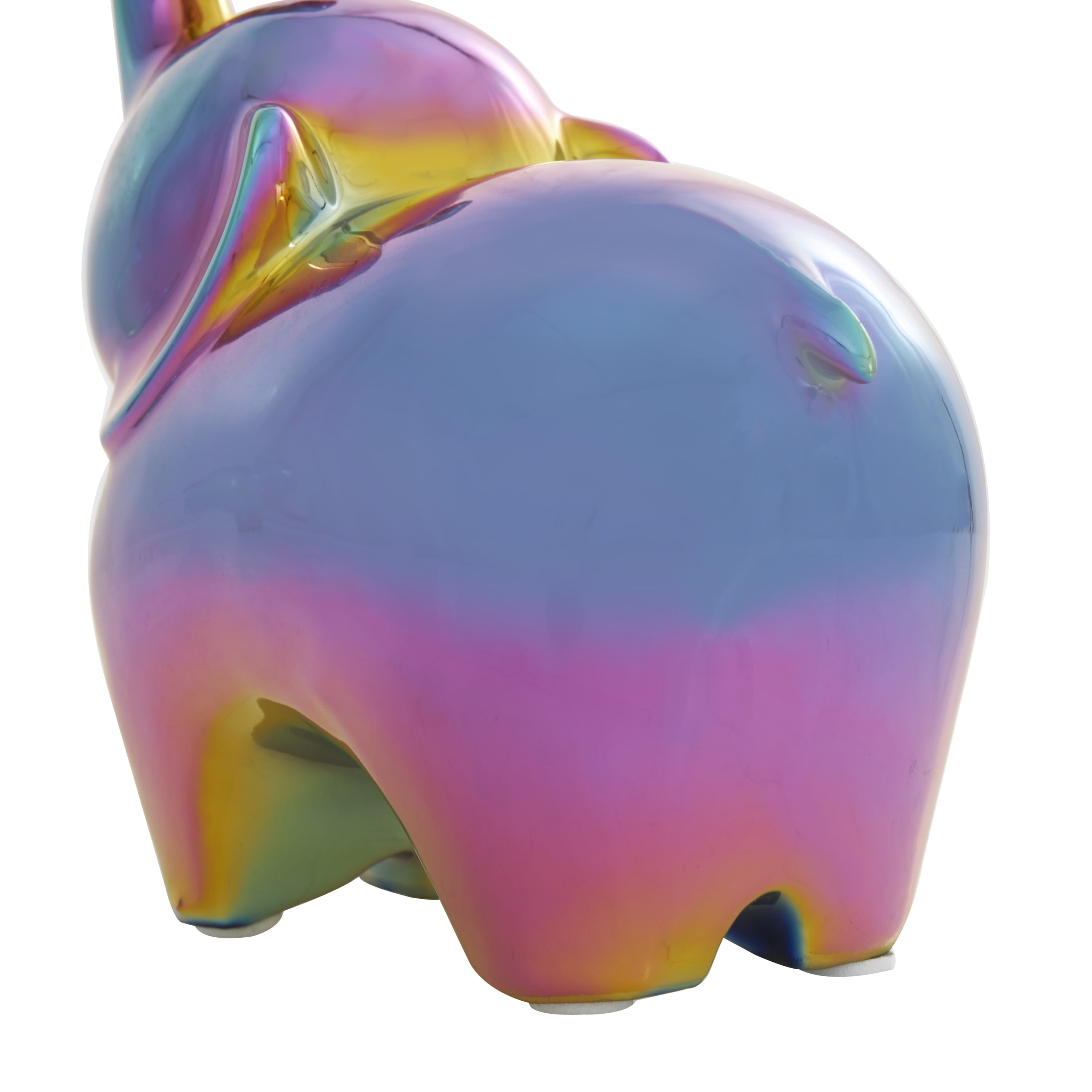 6", 7"H Multi Colored Ceramic Elephant Sculpture with Rainbow Shimmer Finish, by DecMode (2 Count)