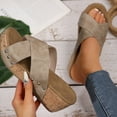 thumbnail image 6 of Fukaraa Dressy Wedge Sandals Women Wide Width Platform Buckle Ankle Strap Summer, 6 of 9