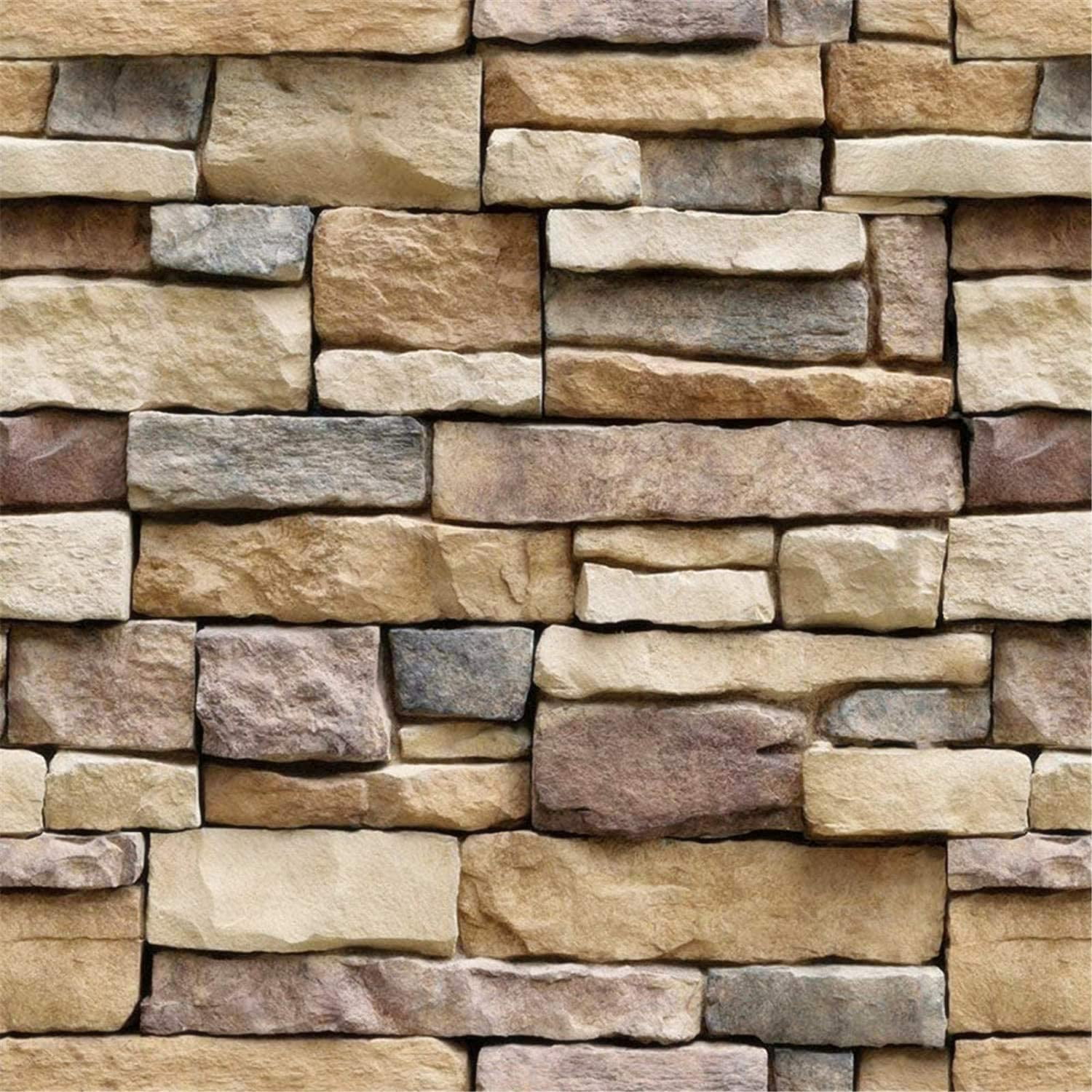 Yancorp 18'x120' Stone Brick Wallpaper Stick On Self-Adhesive Peel and Stick Backsplash Wall Panel Removable Home Decoration