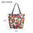 thumbnail image 5 of FORMRS Womens Canvas Tote Bag with Zipper Inner Pocket Shoulder Handbag, Red Floral, 5 of 7