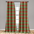 thumbnail image 4 of Ambesonne Plaid Curtains, Christmas Tones Noel Squares, Pair of 28"x84", Ruby Green and Vermilion, 4 of 4