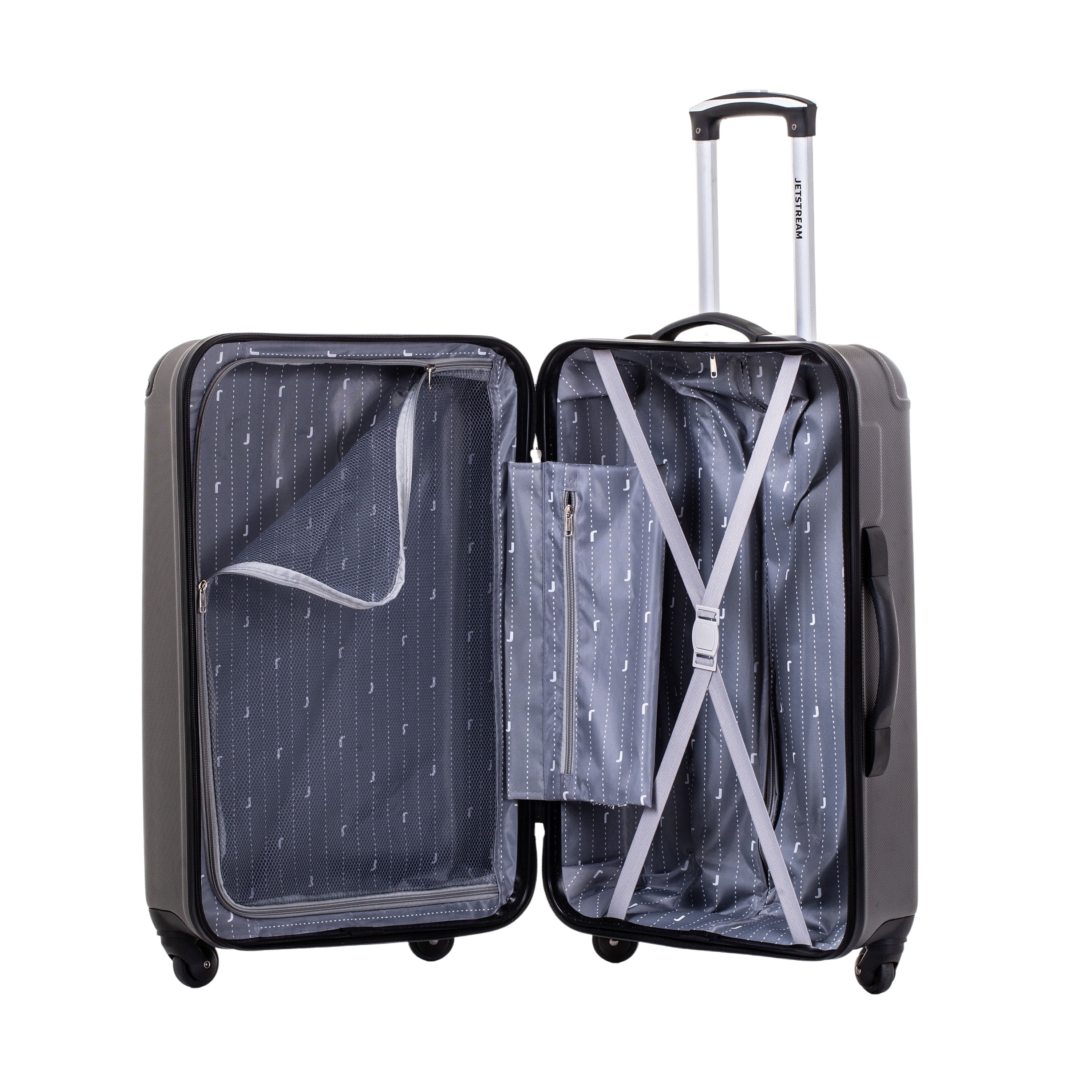 Jetstream 24-inch Hardside Spinner Upright Checked Luggage, Durable ABS/PC Material, Charcoal