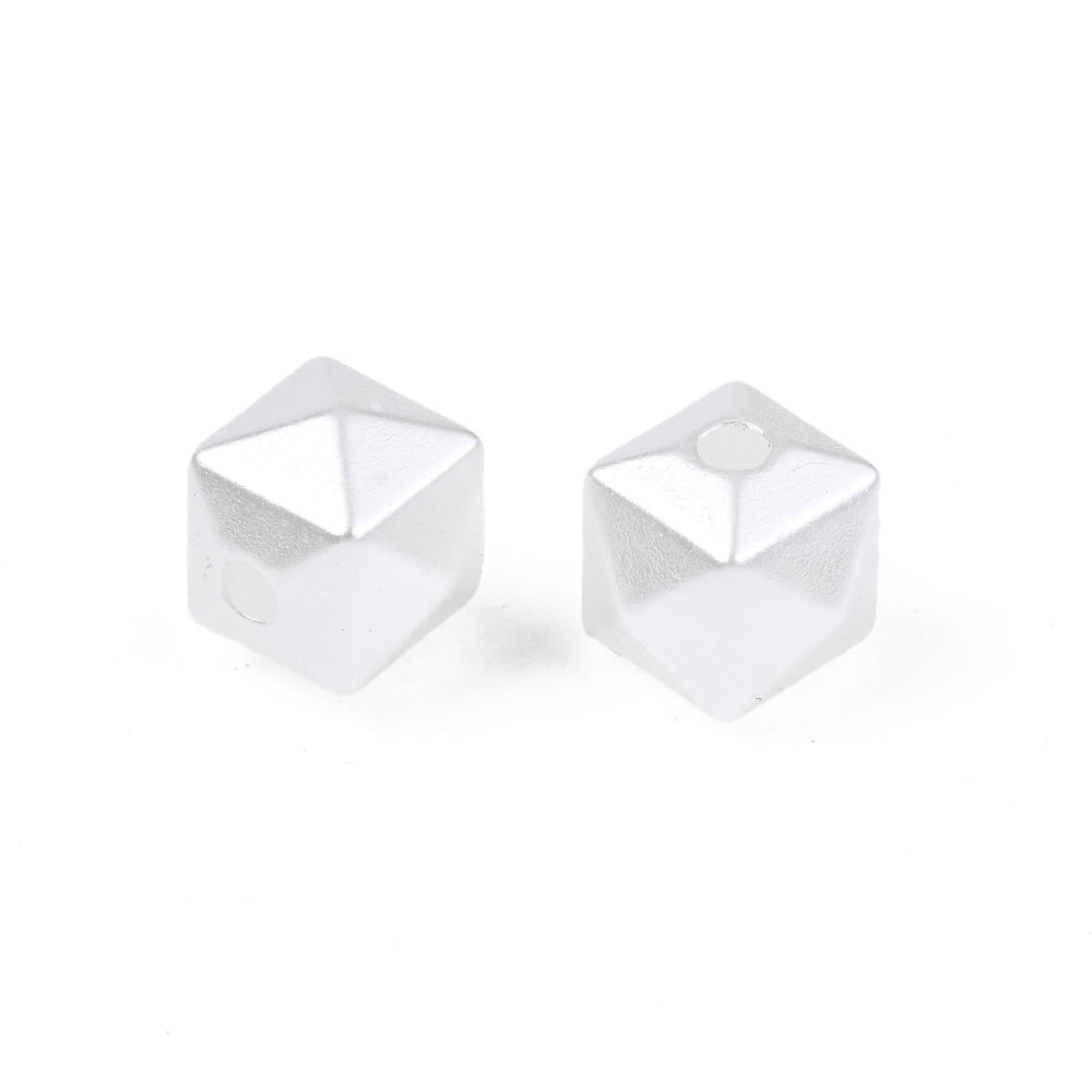 500gs ABS Plastic Imitation Pearl Beads Faceted Cube Creamy White 7x8x8mm Hole: 1.8mm about 1690pcs/500g