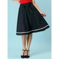 thumbnail image 5 of MODA NOVA Junior's Button Decor Tie High Waist A-Line Mid-Length Skirt Black 5, 5 of 5
