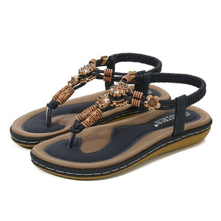 

sandals woman 2022 summer beach shoes female ethnic slippers bohemia sandals ladies shoes elacstic band