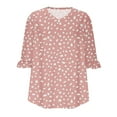 thumbnail image 5 of Gfyviroh Womens Pullover Tops Print Trendy 3/4 Sleeve Tops Loose V Neck Casual Comfortable T-shirts, 5 of 6