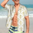 thumbnail image 5 of Lsque White And Gold Geometry pattern Hawaiian Shirt for Men, Unisex Summer Beach Casual Short Sleeve Button Down Shirts-Medium, 5 of 9