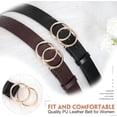 thumbnail image 5 of 2 Pack Women Leather Belts Faux Leather Jeans Belt with Double O-Ring Buckle Size up to 58 inch, 5 of 6