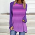 thumbnail image 2 of hxobax Women Long Sleeve Shirts Striped Tunic Tops for Leggings Colorblock Crewneck Pullover Blouses, 2 of 5