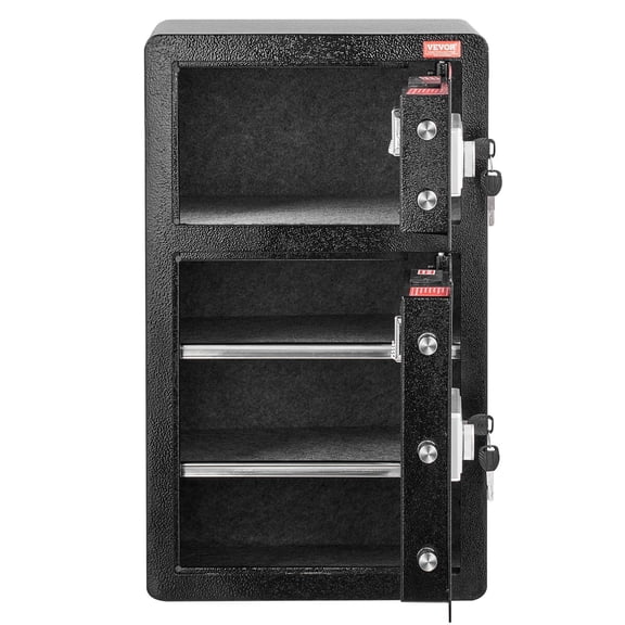 Fireproof Safe Box with Key Lock&Password, 4.5 cu.ft Double Door Security Safe with LED Light, Adjustable Shelves&Fireproof Bag