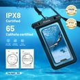 thumbnail image 6 of Atzeste 2 Pack Double Space Waterproof Phone Pouch Bag, IPX8 Waterproof Phone Case Dry Bag for  iPhone 16 15 Pro Max, up to 7.5" for Beach Vacation Travel Cruise Essentials, Black, 6 of 10