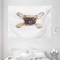 thumbnail image 1 of Bulldog Tapestry, Pedigreed Young Puppy Close-up Photo Best Friend Pet Lover Print, Wall Hanging for Bedroom Living Room Dorm Decor, 80W X 60L Inches, Sand Brown Black and White, by Ambesonne, 1 of 2