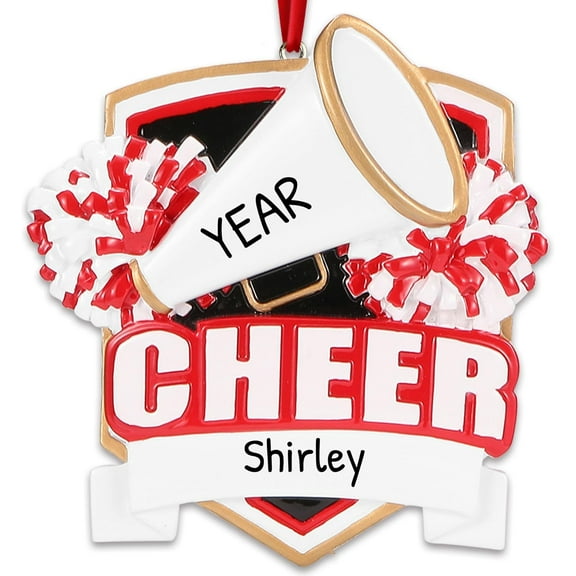 Personalized Cheer Ornaments 2025 - Custom Red Word Cheer Stuff Christmas Cheer Dance Ornament for Cheerleader Christmas Ornaments Gift Tree Decorations