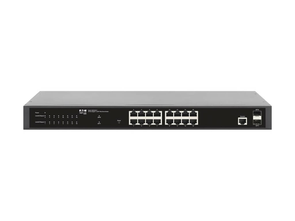 Eaton Tripp Lite series 16-Port Managed Gigabit Ethernet Switch - Layer 2, 1 Gbps, 2x GbE SFP Ports, 1U Rack/Desktop (ngs16c2-1)