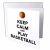 3dRose Keep calm and play basketball, White and Black, Greeting Cards, 6 x 6 inches, set of 12