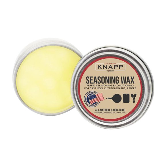 Knapp Made Cast Iron Seasoning Wax and Carbon Steel Seasoning Wax - Unique Blend of Natural Oils and Beeswax - Restore Cast Iron, Steel, Cutting Boar