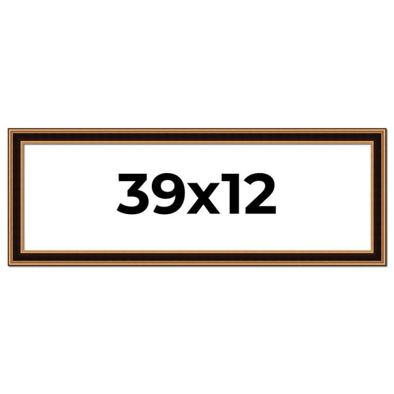 39x12 Frame Gold Brown Plein Air Vintage Solid Wood Picture Frame | 1.75 Inches Moulding Width |