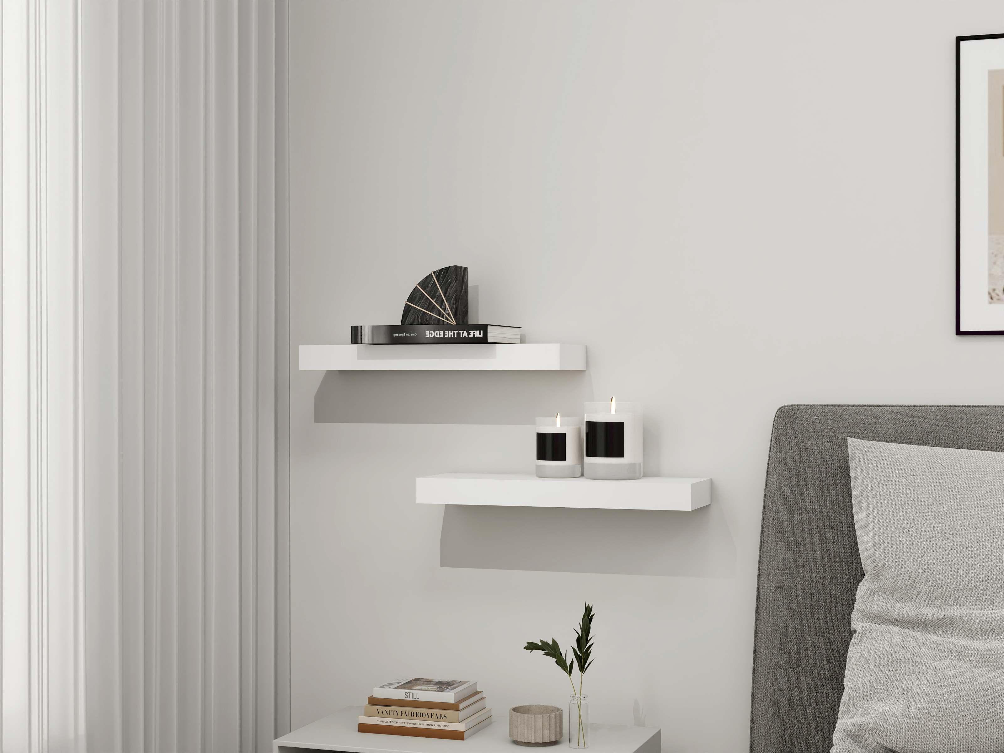 Mainstays White Floating Shelves, Set of 2 photo 2