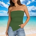 thumbnail image 2 of BLVB Going out Tube Tops for Women Trendy Summer Asymmetrical Ruched Strapless Bandeau Cami Shirts Ribbed Knit Spring Clothes, 2 of 8