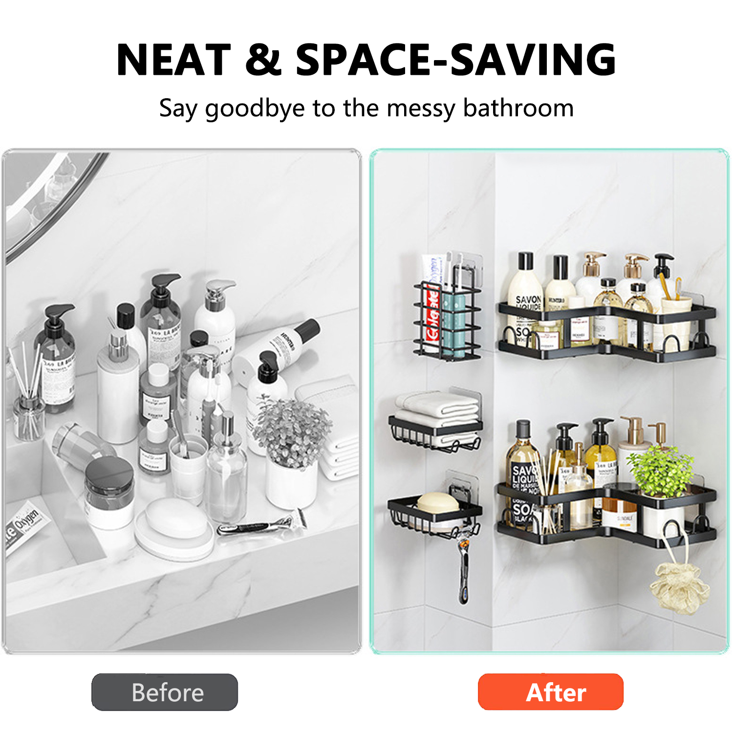 PHANCIR Corner Shower Caddy, 5-Shelf Stainless Steel, Black photo 5