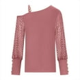 thumbnail image 5 of Spring Savings Clearance Lindreshi Long Sleeve Shirts for Women Clearance Women's Fashion Casual One Shoulder Drop Shoulder Long Sleeve Pullover Long Sleeve Top, 5 of 6