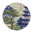 thumbnail image 2 of Awypu  Round Fitted Tablecloth Blue Flower Towers Ethnic Table Cloth with Elastic Edged Waterproof Wipeable Round Table Cover for Patio Parties Outdoor Decor White, 2 of 7