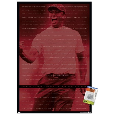 Tiger Woods - Victories Wall Poster with Pushpins 22.375 x 34