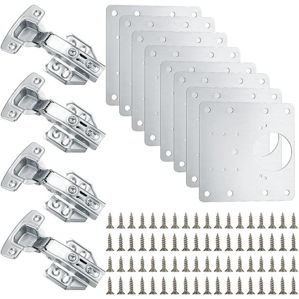 4 Pcs Hinges and 8 Pcs Hinges Repair Plates Kitchen Hinge