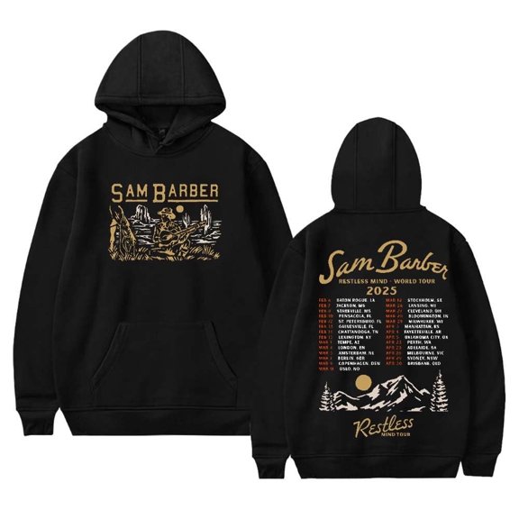 Sam Barber Restless Mind World Tour 2025 Hoodies for men and women, fashionable and trendy sportswear, pullovers, street wear
