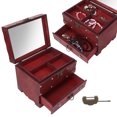 thumbnail image 3 of Wood Storage Box, Rustic Desktop Accessory Portable Home Decoration Alloy Hinge Wooden Storage Box  for Watches, 3 of 8