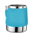thumbnail image 1 of Milk Frother Jug Espresso Pitcher Stainless Steel Handleless Silicone Sheath Blue, 1 of 8