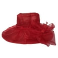 thumbnail image 3 of MESSUEN Top Hat Party Hats Church Hats for Women's Mesh Hat Holiday Brim Top Hat Wide Brim Hats for Women Womens Sun Hat Red One Size, 3 of 5
