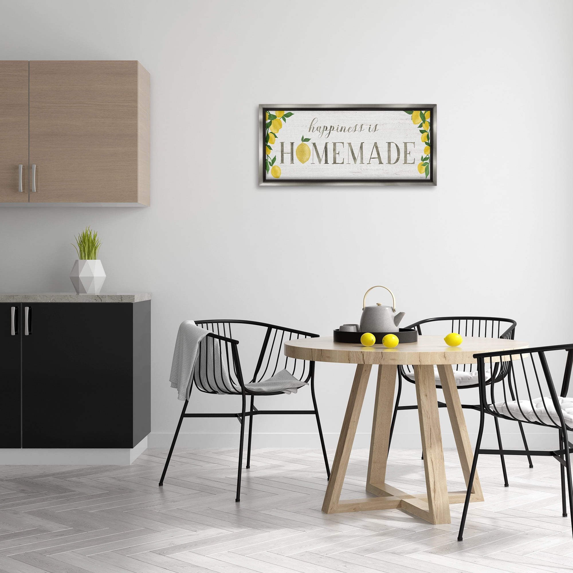 Stupell Industries Happiness Is Homemade Food & Beverage Painting Gray Floater Framed Canvas Art Print Wall Art, 31 x 14