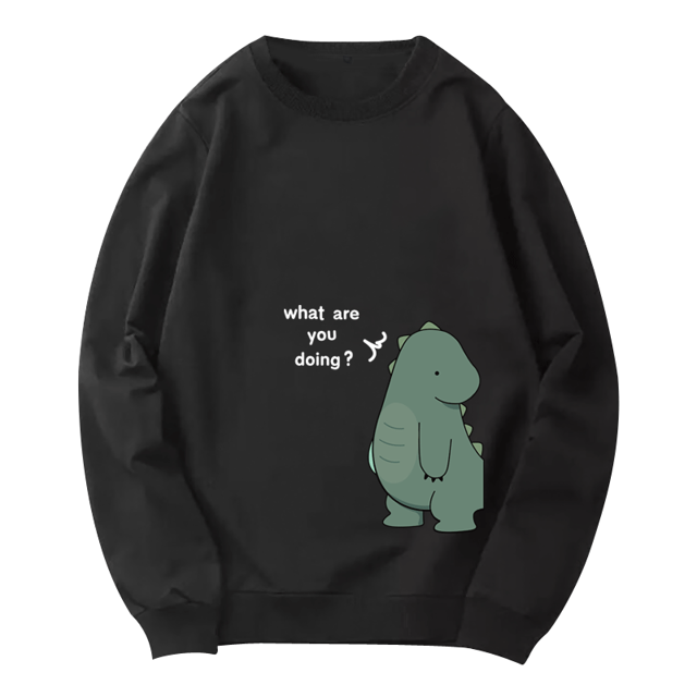 Las Parejas Del Mismo Color Usan Primavera Y Otoño Nueva Blusa Ins Super Fire Trend Pequeño Dinosaurio Suelto Versión Coreana Suéter De Cuello Redondo Fino Salvaje