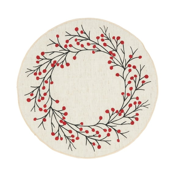 Saro Lifestyle Festive Embroidered Berry Placemat (Set of 4)
