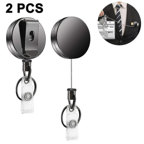 2 Pack Heavy Duty Retractable Badge Holder Reel, Will Well Metal