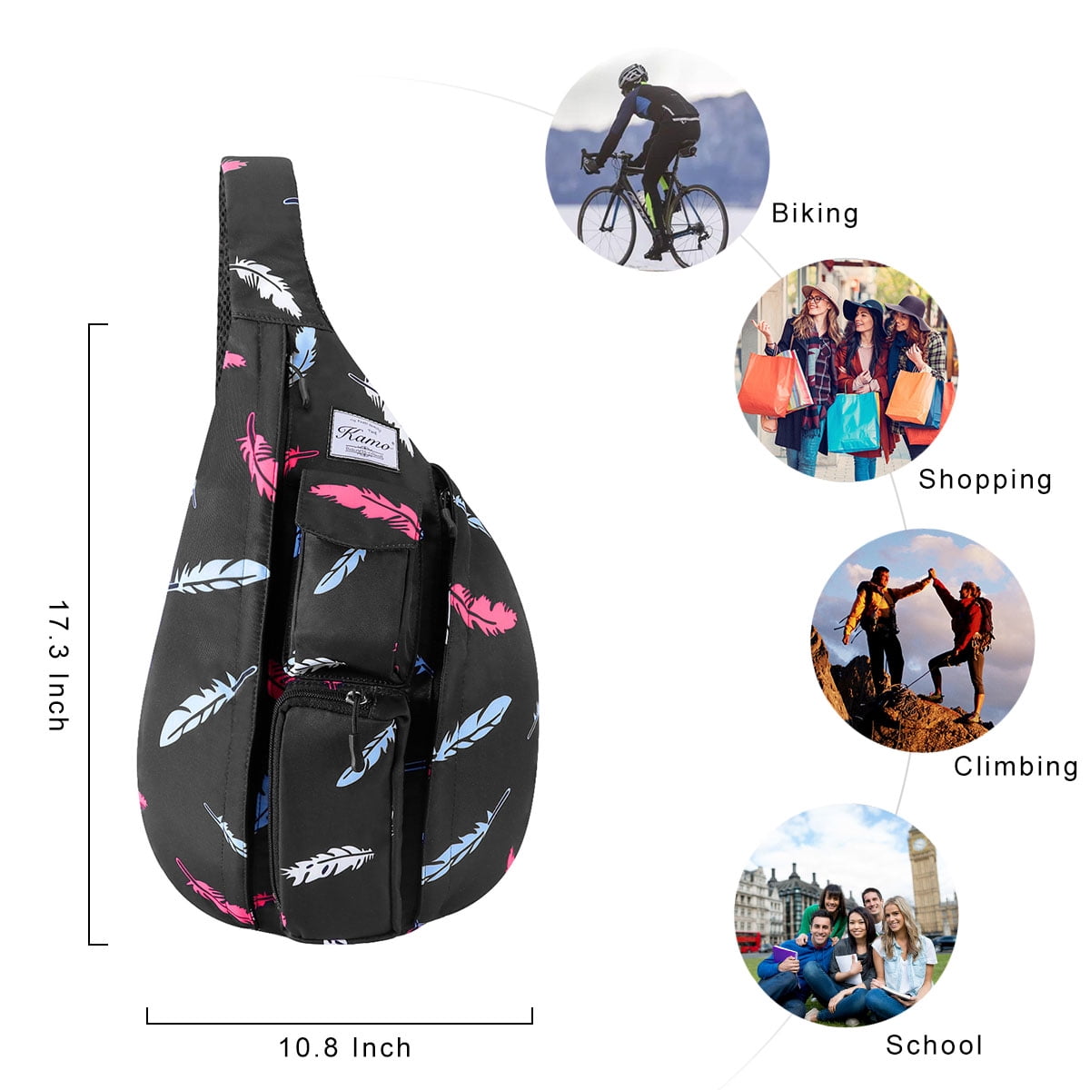 Sling Backpack- Rope Bag Crossbody Backpack Travel Multipurpose Unisex Daypack