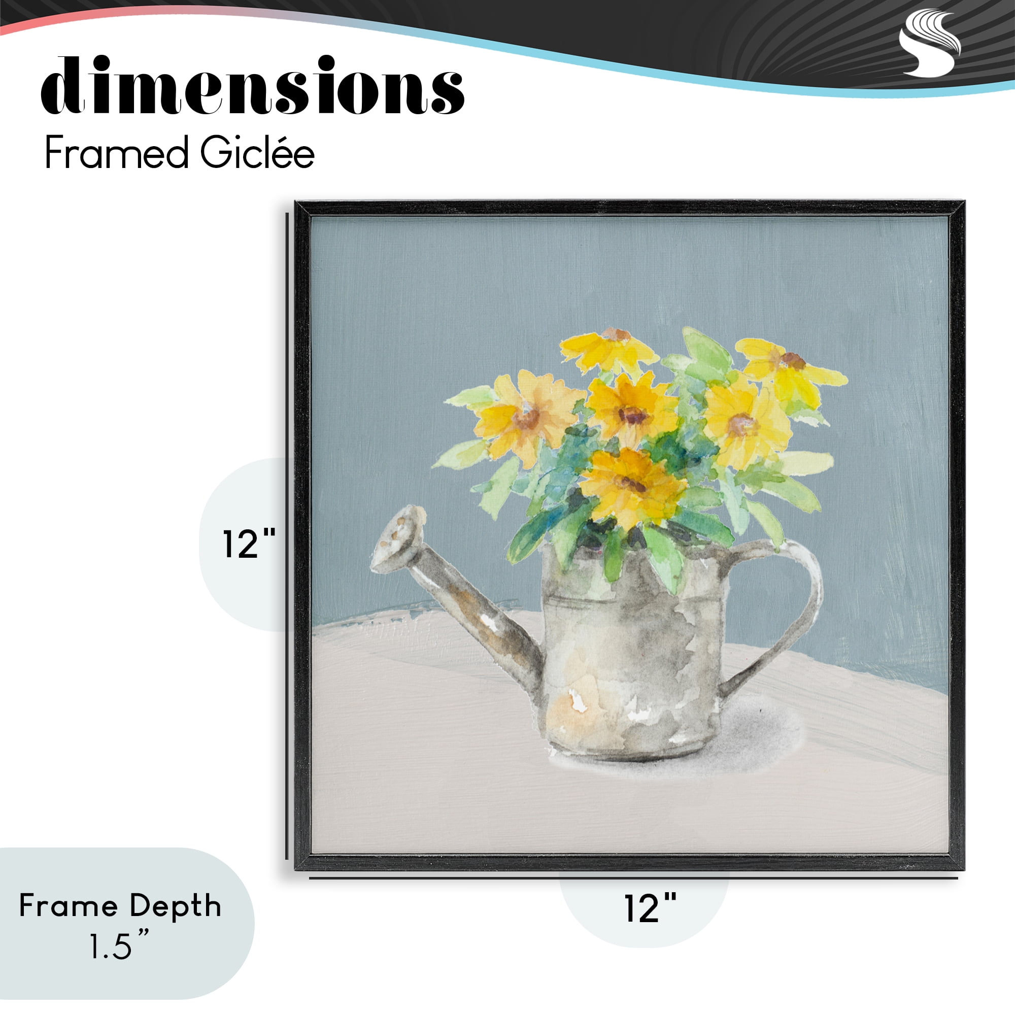 Stupell Industries Daisies in Watering Can Black Framed Giclee Art, design by Lanie Loreth