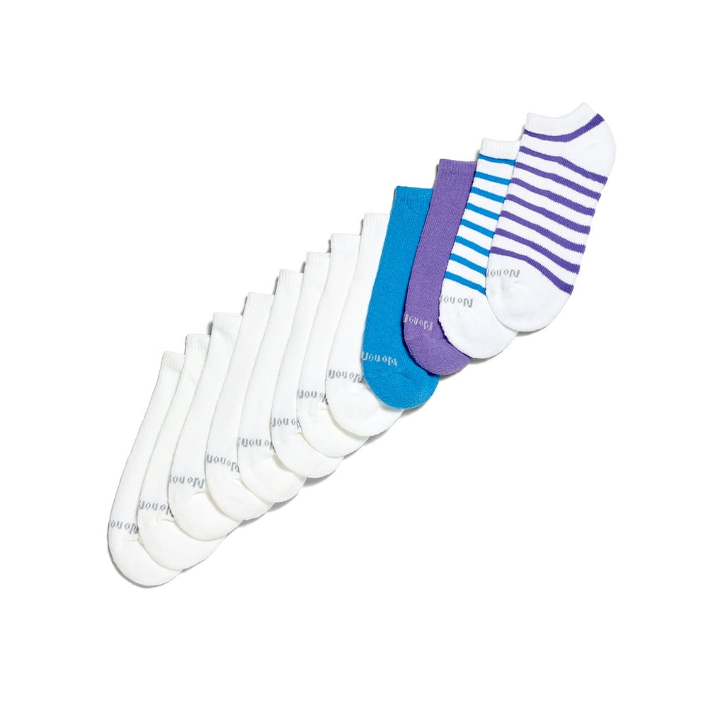 No nonsense Women's Striped & Solid No Show Socks, 12 Pack Walmart