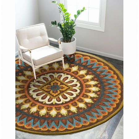 Dazzle Fl Medallion Indoor Round Rug 6 Ft X