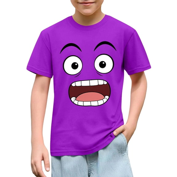 Twczz Boys Funny Graphic T Shirts- Soft Short Sleeve Cotton Crewneck Kids Summer Tees Purple Size 6