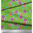 thumbnail image 2 of Soimoi Green Cotton Duck Fabric Artistic Flower & Geometric Print Sewing Fabric Yard 42 Inch Wide, 2 of 5