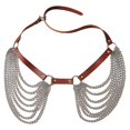 thumbnail image 1 of Cinturón de cadena de cintura Punk para mujer, cadenas de cuero en capas para el cuerpo y el vientre, accesorios de joyería para el cuerpo, color negro, 1 of 5