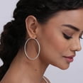 thumbnail image 3 of LeCalla 925 Sterling Silver Click-Top Extra Large Diamond-Cut Classic Italian Design Hoop Earring Jewelry Gifts for Women and Teen 60MM, 3 of 8
